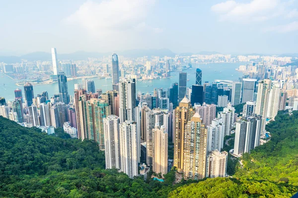 Beautiful Architecture Building Exterior Cityscape Hong Kong City Skyline Blue — Stock Photo, Image