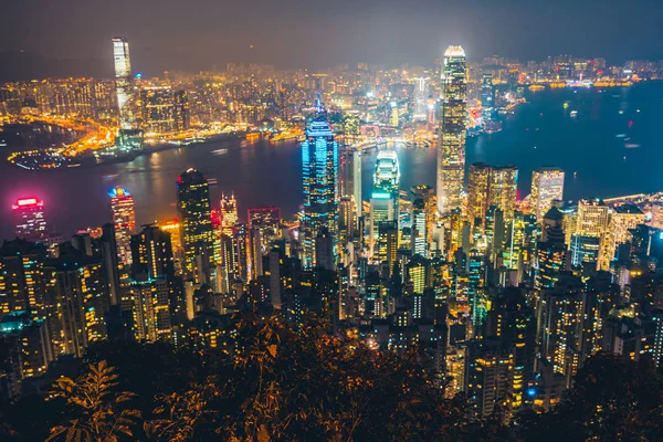 Beautiful Architecture Building Exterior Cityscape Hong Kong City Skyline Twilight — Stock Photo, Image