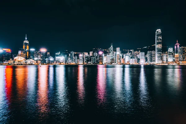 Beautiful architecture building cityscape in hong kong city skyline at twilight and night