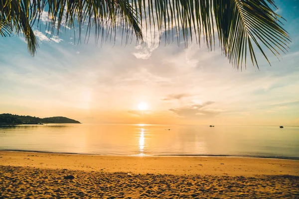 Bei Sonnenuntergang Auf Dem Tropischen Paradies Insel Strand Und Meer — Stockfoto