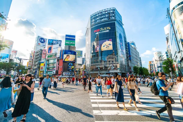 Tokio Japón Jul 2018 Intersección Cruce Shibuya Lugar Popular Emblemático —  Fotos de Stock