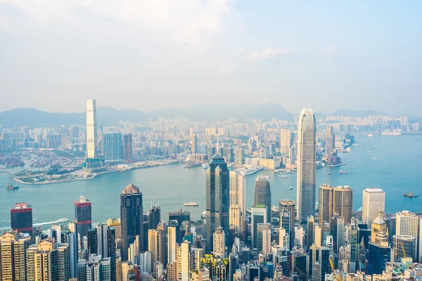 Beautiful Architecture Building Exterior Cityscape Hong Kong City Skyline Blue — Stock Photo, Image