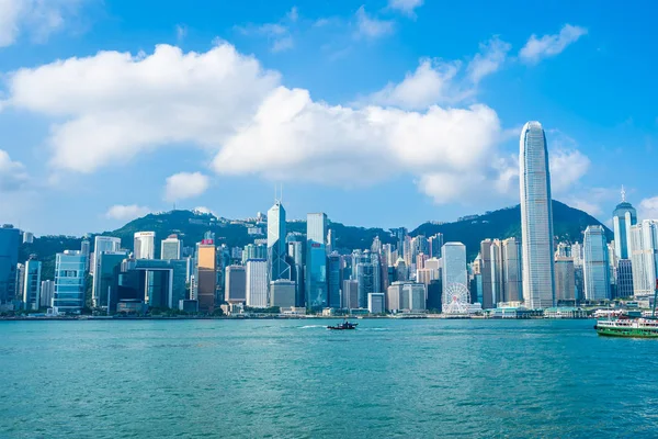 Hermoso Edificio Arquitectura Exterior Paisaje Urbano Hong Kong Horizonte Ciudad — Foto de Stock