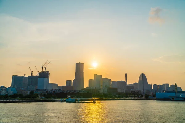 Hermoso Exterior Edificio Arquitectura Ciudad Yokohama Skyline Japón Atardecer —  Fotos de Stock