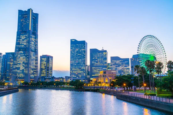 Vacker Arkitektur Byggnad Yokohama City Skyline Twilight Japan — Stockfoto