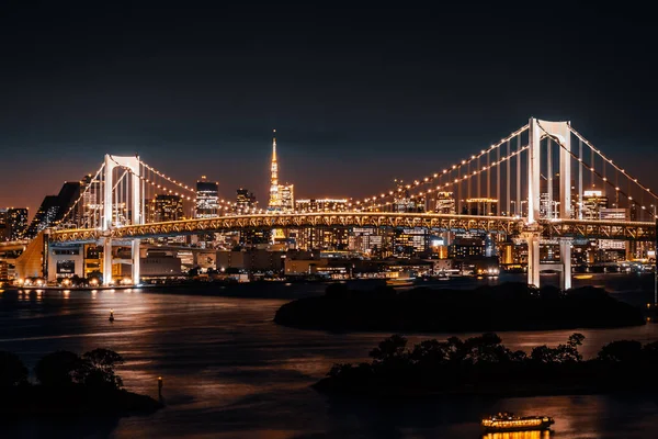 Beautiful Architecture Building Cityscape Tokyo City Rainbow Bridge Twilight Sunset — Stock Photo, Image