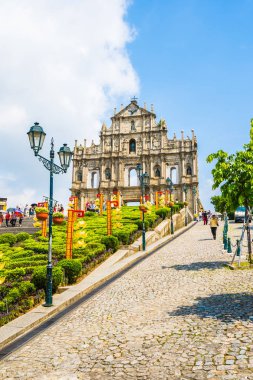 Çin, harabe mavi gökyüzü arka plan ile Makao şehrinin st pual kilise Simgesel Yapı ile bina Macau - 6 Eylül 2018 - güzel eski mimari