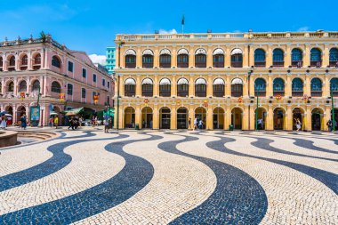 Çin, Macau macau şehir - 6 Eylül 2018 - güzel eski mimari yapı Arata kare çevresinde