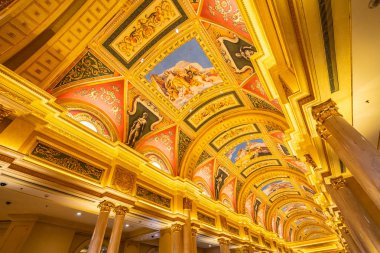 Çin, Makao - 10 Eylül 2018 - güzel lüks otel resort ve macau şehir Venedik Simgesel Yapı casino oyunu