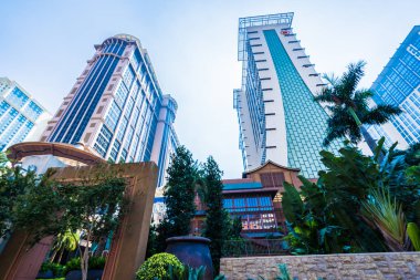 Çin, Makao - 11 Eylül 2018 - güzel lüks dış mimari yapı otelin çare macau şehir manzarası