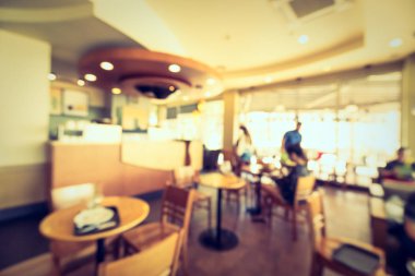 Arka plan için soyut bulanık restoran ve kafenin içi