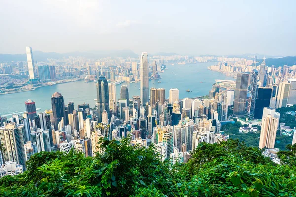 Beautiful Architecture Building Exterior Cityscape Hong Kong City Skyline Blue — Stock Photo, Image