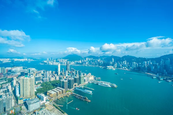 Beautiful Architecture Building Exterior Cityscape Hong Kong City Skyline Blue — Stock Photo, Image