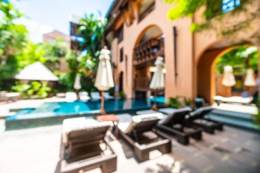 Seyahat ve tatil için güzel otel resort ve yüzme havuzu arka plan bulanıklık