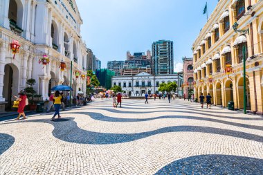 Çin, Macau macau şehir - 6 Eylül 2018 - güzel eski mimari yapı Arata kare çevresinde
