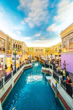 Çin, Makao - 8 Eylül 2018 - güzel lüks Venedik otel resort ve macau City Alışveriş Merkezi ile casio