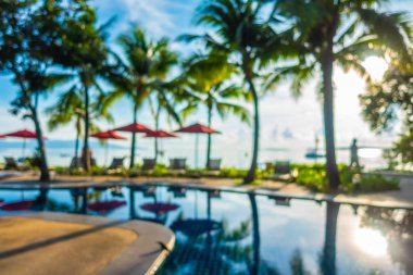 Soyut bulanıklık ve ufuk güzel açık yüzme havuzunda otel ve tatil seyahat ve tatil için