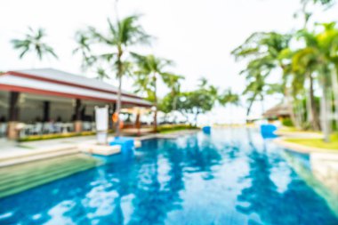 Seyahat ve tatil için güzel otel resort ve yüzme havuzu arka plan bulanıklık
