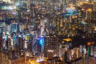 Hong kong şehir manzarası desende geceleri bina güzel mimari