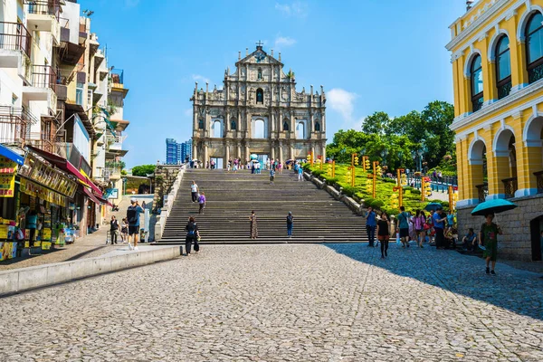 Kina Macau September 2018 Vacker Gammal Arkitektur Byggnad Med Ruin — Stockfoto