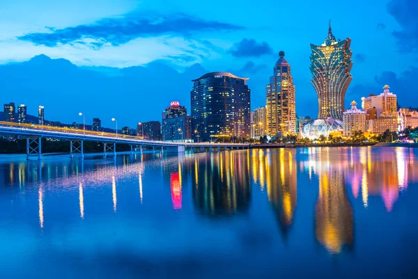 Bela Arquitetura Edifício Cityscape Cidade Macau Noite — Fotografia de Stock