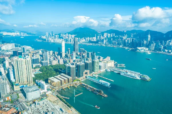 Beautiful Architecture Building Exterior Cityscape Hong Kong City Skyline Blue — Stock Photo, Image