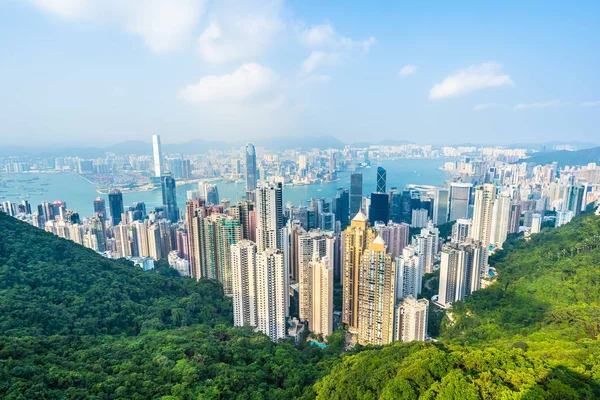 Beautiful Architecture Building Exterior Cityscape Hong Kong City Skyline Blue — Stock Photo, Image