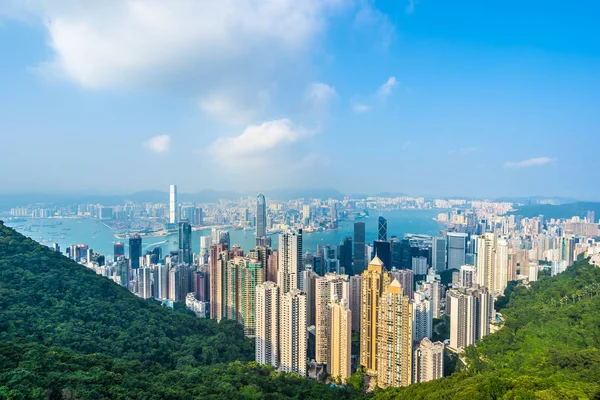 Beautiful Architecture Building Exterior Cityscape Hong Kong City Skyline Blue — Stock Photo, Image