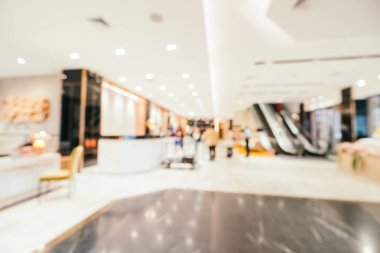 Özet olarak, arka plan için soyut bulanık ve odaksız otel ve lobi iç mekanı