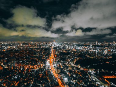 Tokyo şehrinde geceleri mimarisi ve binası olan güzel bir şehir.