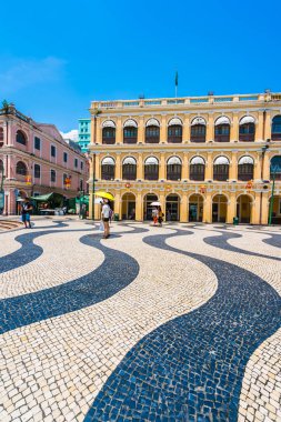 Çin, Macau macau şehir - 6 Eylül 2018 - güzel eski mimari yapı Arata kare çevresinde