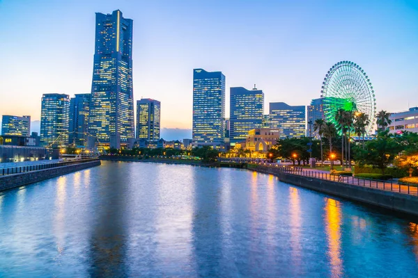 Vacker Arkitektur Byggnad Yokohama City Skyline Twilight Japan — Stockfoto