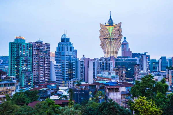 Beautiful Architecture Building Cityscape Macau City Twilight Night — Stock Photo, Image