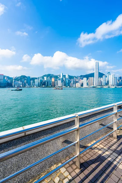 Hermoso Edificio Arquitectura Exterior Paisaje Urbano Hong Kong Horizonte Ciudad — Foto de Stock