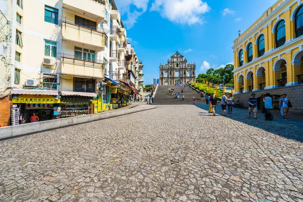 Çin, harabe mavi gökyüzü arka plan ile Makao şehrinin st pual kilise Simgesel Yapı ile bina Macau - 6 Eylül 2018 - güzel eski mimari