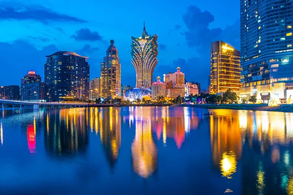 Bela Arquitetura Edifício Cityscape Cidade Macau Noite — Fotografia de Stock