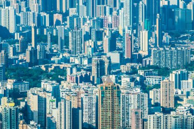 Hong kong konut insanlar şehirde deseni ile bina güzel mimari