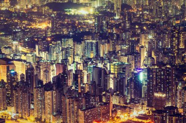 Hong kong şehir manzarası desende geceleri bina güzel mimari