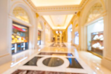 Arkaplan için mağaza içi soyut bulanıklık ve odaklanmış alışveriş merkezi