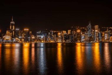 Bina Cityscape hong kong şehir manzarası içinde twilight ve gece güzel mimari