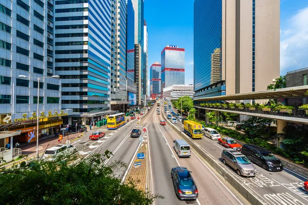 Hong kong şehir manzarası ile mavi gökyüzü arka plan dış cityscape bina güzel mimari