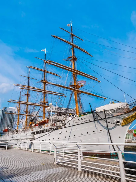 Yokohama Japan Iulie 2018 Frumoasa Nippon Maru Barcă Vele Cer — Fotografie, imagine de stoc