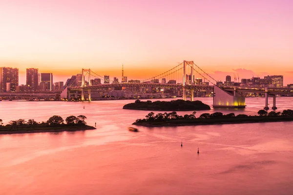 Prachtige Architectuur Cityscape Van Stad Tokio Met Regenboog Brug Gebouw — Stockfoto