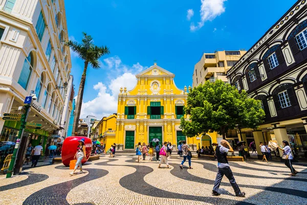 Cina Macao Settembre 2018 Bellissimo Vecchio Edificio Architettura Con Chiesa — Foto Stock