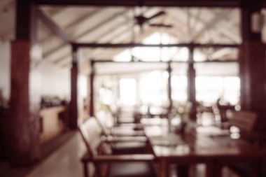 Soyut bulanıklık ve ufuk restoran ve kafe iç arka plan - Vintage filtre için