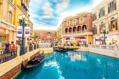 Çin, Makao - 8 Eylül 2018 - güzel lüks Venedik otel resort ve macau City Alışveriş Merkezi ile casio