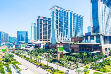 Çin, Makao - 11 Eylül 2018 - güzel lüks dış mimari yapı otelin çare macau şehir manzarası