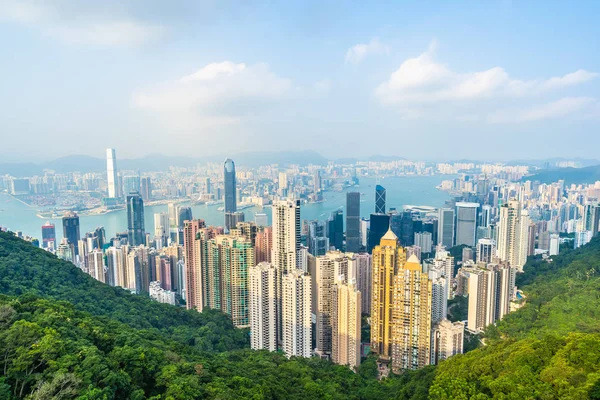 Beautiful Architecture Building Exterior Cityscape Hong Kong City Skyline Blue — Stock Photo, Image