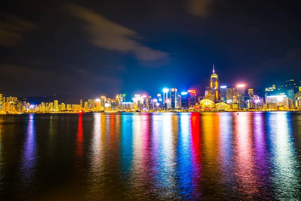 Beautiful Architecture Building Cityscape Hong Kong City Skyline Twilight Night — Stock Photo, Image