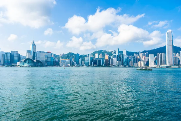 Hermoso Edificio Arquitectura Exterior Paisaje Urbano Hong Kong Horizonte Ciudad — Foto de Stock